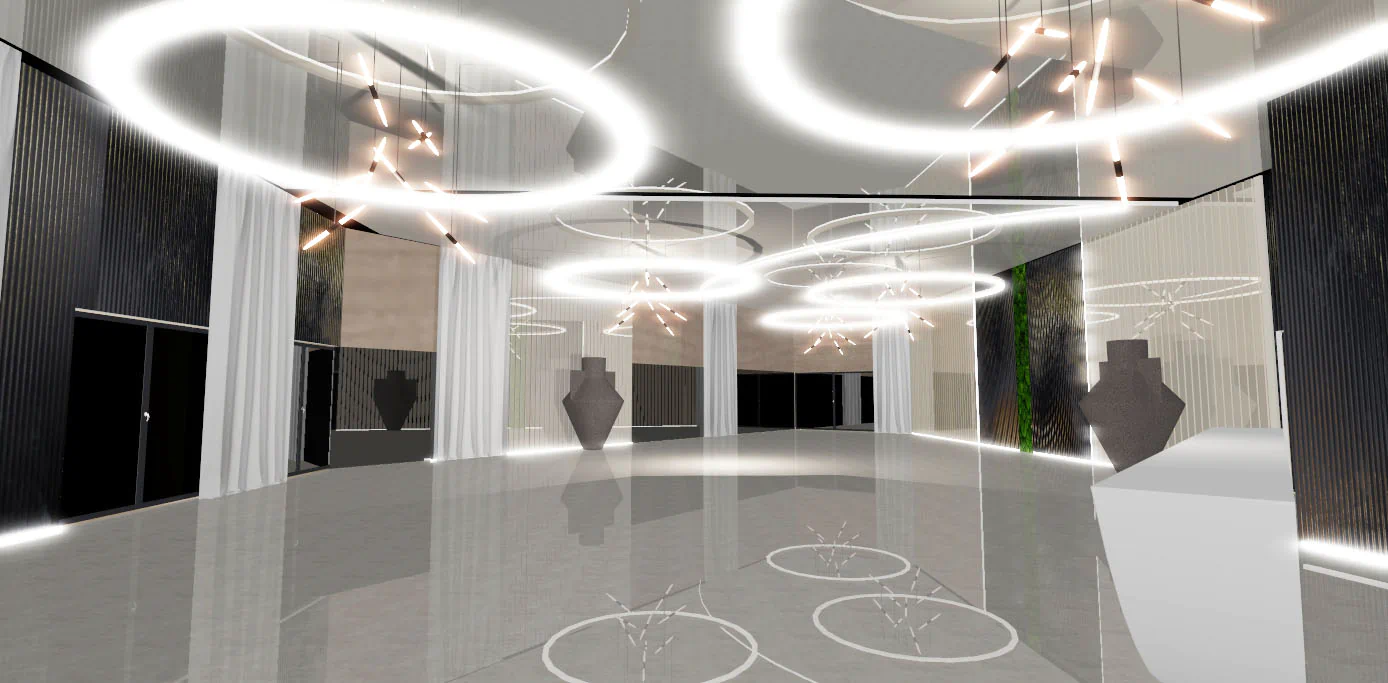 Wizualizacja sali konferencyjnej w Hotelu Korte w Białobrzegach z opcją podziału na dwie mniejsze przestrzenie (200 i 80 osób)